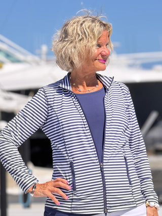 NAUTICAL NAVY STRIPE JACKET LULU-B