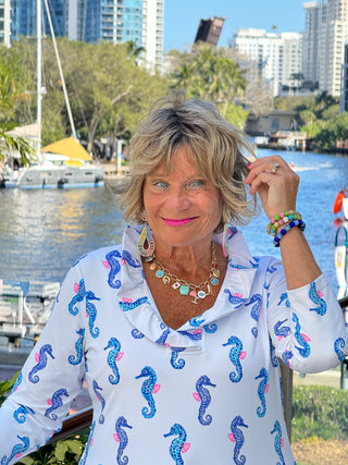 LULU B SHORELINE CHARM RUFFLE TOP