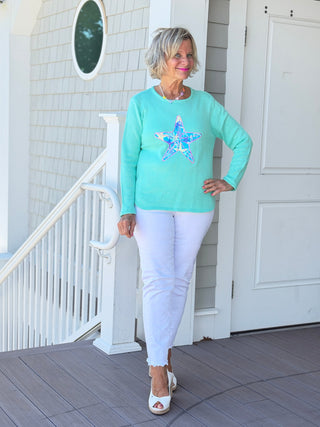 BEACH CLUB SEAFOAM STARFISH SWEATER LULU-B