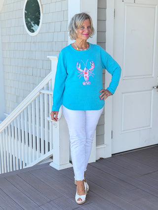 BEACH CLUB AQUA LOBSTER SWEATER Cathys Place