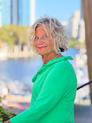 COASTAL GREEN RUFFLE SLEEVE TOP LULU-B