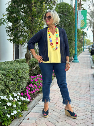 LULU-B NAVY FRINGE CAPRI - Cathys Place