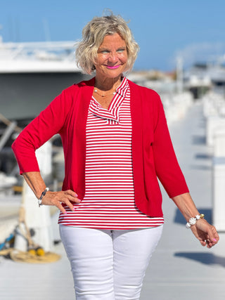 NAUTICAL RED SLEEVELESS RUFFLE LULU-B