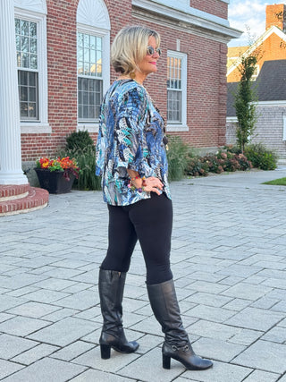LEOPARD BLUE FASHION TOP