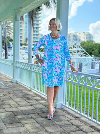 SPLASH OF PINK  SLEEVE DRESS