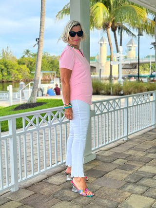 CLEAR PINK SHORT SLEEVE TOP