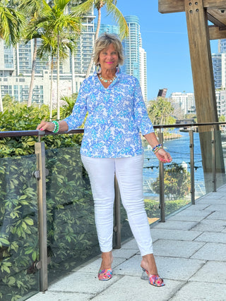 LULU B CORAL BREEZE RUFFLE TOP