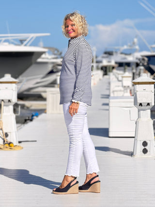 DOCKSIDE NAVY HALF ZIPPER TOP LULU-B