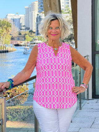 LULU B PALM BEACH LATTIC NOTCH TOP LULU-B