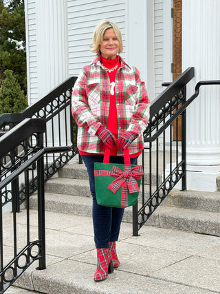Christmas Plaid Casual Flannel Shacket Cathys Place