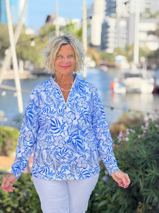 LULU B HIBISCUS COAST HALF ZIPPER LULU-B