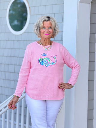 BEACH CLUB WHALE PINK SWEATER LULU-B
