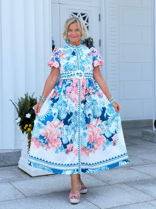 Floral Belted Maxi Dress CATHYS RESORTWEAR