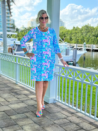 SPLASH OF PINK  SLEEVE DRESS