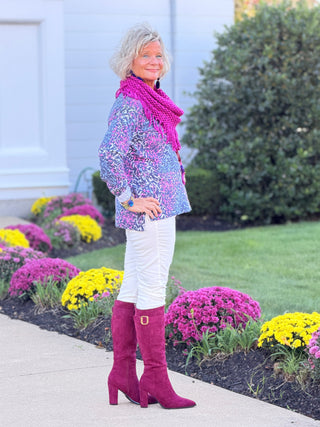 SHADES OF BLUE  ROUGED CARDIGAN LULU-B