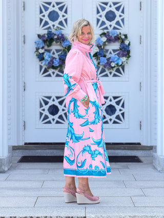 Elegant Floral Button-Down Maxi Dress with Belt CATHYS RESORTWEAR