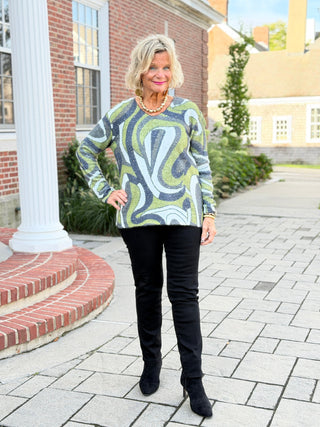 Ethyl The Razzle V Sweater - Bespoke GREEN ETHYL JEANS