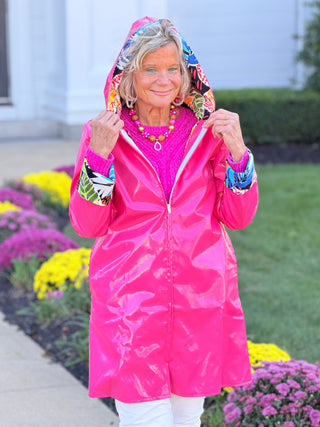 Polka Dot HOT PINK Posh Reversible Raincoat Cathys Place