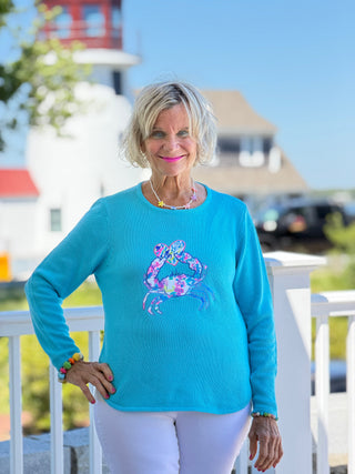 BEACH CLUB AQUA CRAB SWEATER LULU-B