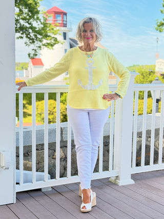 DOCKSIDE NAUTICAL YELLOW STRIPE ANCHOR Cathys Place