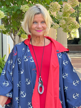 Navy / Red Reversible Rain Cape - Anchor Collection