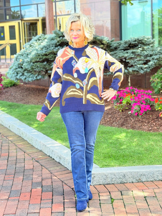 Statement Floral Crew Neck Sweater CHARLIE B