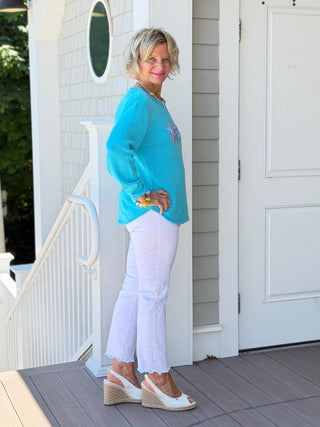 BEACH CLUB AQUA ADIRONDACK SWEATER LULU-B