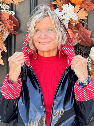 BLACK RED POKA DOT RAINCOAT Cathys Place