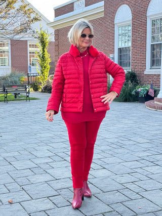 LULU-B PUFFER DOWN RED FAUX FUR JACKET