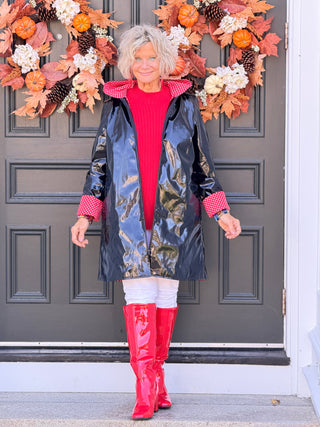 BLACK RED POKA DOT RAINCOAT Cathys Place