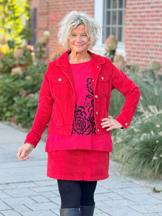LULU-B RED NAVY VELOUR SKORT LULU-B