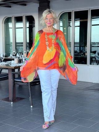 Sofia Sunrise Orange Silk top Cathys Place