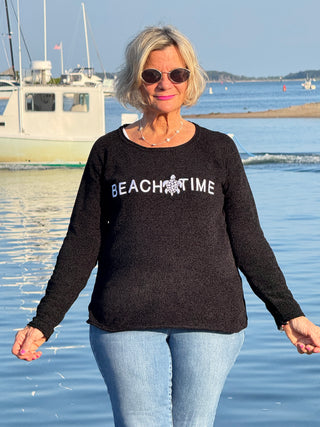 CHENILLE BLACK CREW BEACHTIME SWEATER