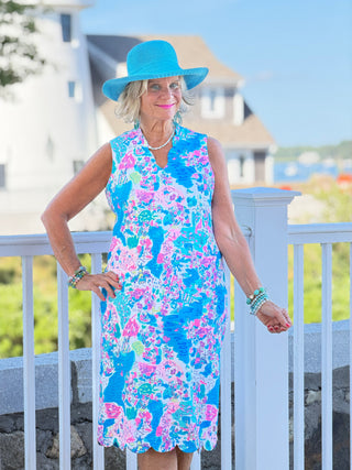 LULU B PALM BEACH SPLASH SCALLOP MIDDY DRESS LULU-B