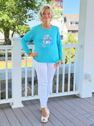 BEACH CLUB AQUA CRAB SWEATER LULU-B