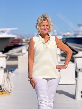 NAUTICAL YELLOW SLEEVELESS RUFFLE LULU-B