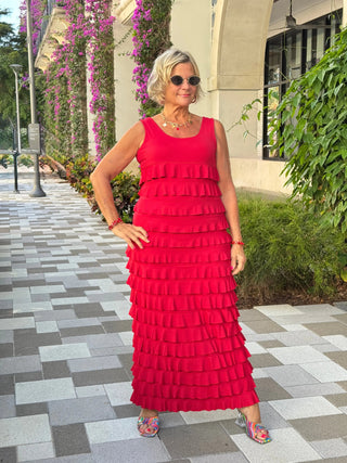 lulu red maxi dress Vivid Imagination Coral Red Cutout Maxi Dress