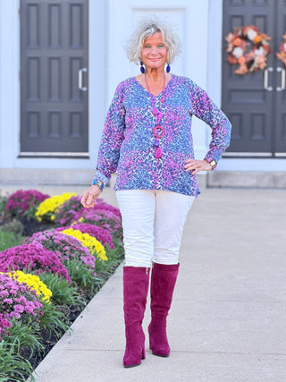 SHADES OF BLUE  ROUGED CARDIGAN LULU-B