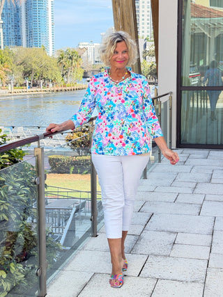 LULU B PARADISE GARDEN RUFFLE SLEEVE TOP LULU-B