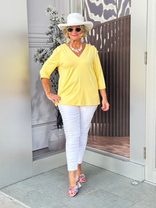 LULU-B YELLOW TAILORED V SLEEVE TOP