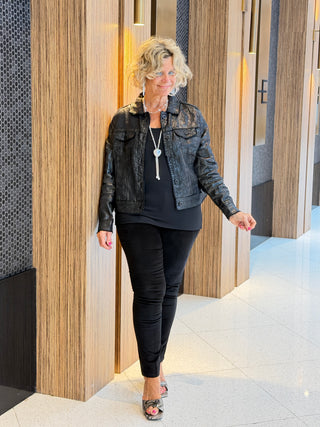 LULU B BLACK METALLIC JACKET - Cathys Place