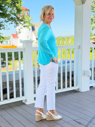 BEACH CLUB AQUA CAPE COD ANCHOR SWEATER LULU-B