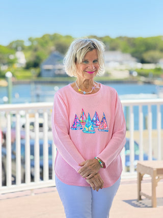 BEACH CLUB YELLOW SAILBOAT SWEATER LULU-B