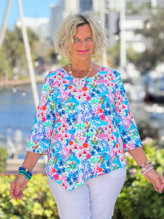 LULU B PARADISE GARDEN ASYMMETRIC TOP LULU-B