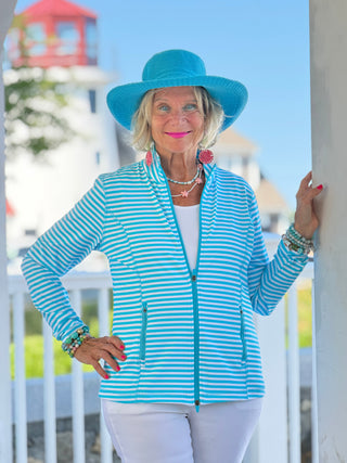 OCEAN BLUE STRIPE FULL ZIPPER LULU-B