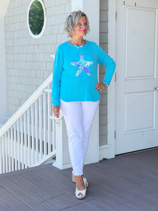 BEACH  CLUB AQUA STARFISH SWEATER LULU-B