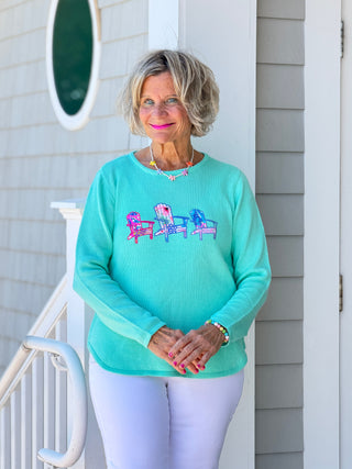 BEACH CLUB SEAFOAM ADIRONDACK SWEATER LULU-B