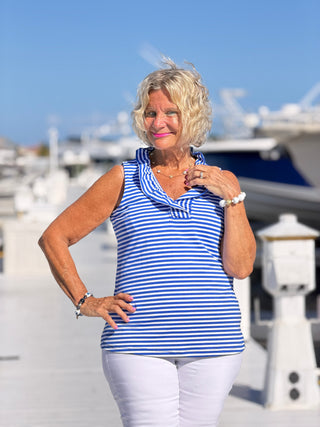 NAUTICAL BLU SLEEVELESS RUFFLE LULU-B