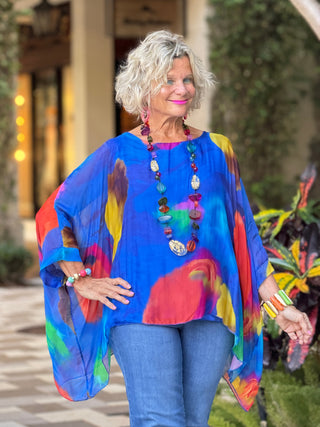 Sofia Sunrise Royal Blue Burnout top Cathys Place