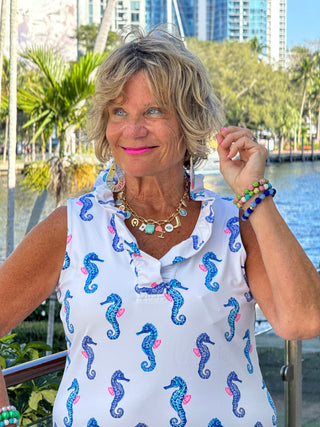 LULU B SHORELINE CHARM SLEEVELESS RUFFLE TOP